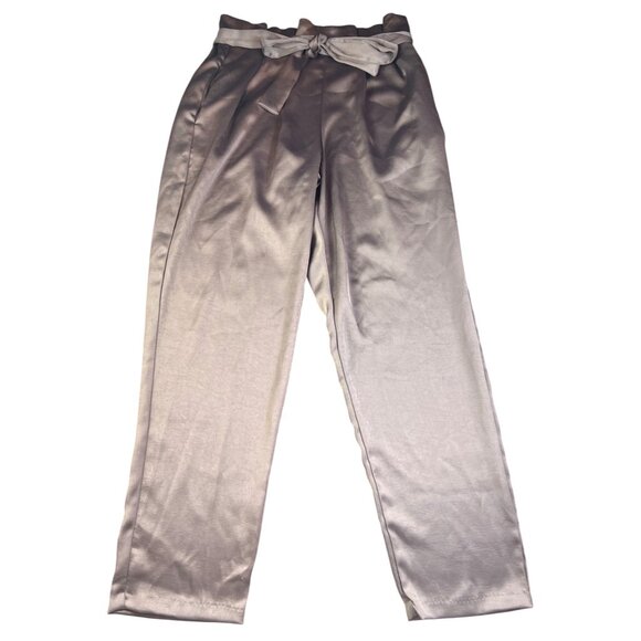 Womens Mustard Seed S Brown Satin High-Waisted Tie Front Pants - Picture 1 of 11